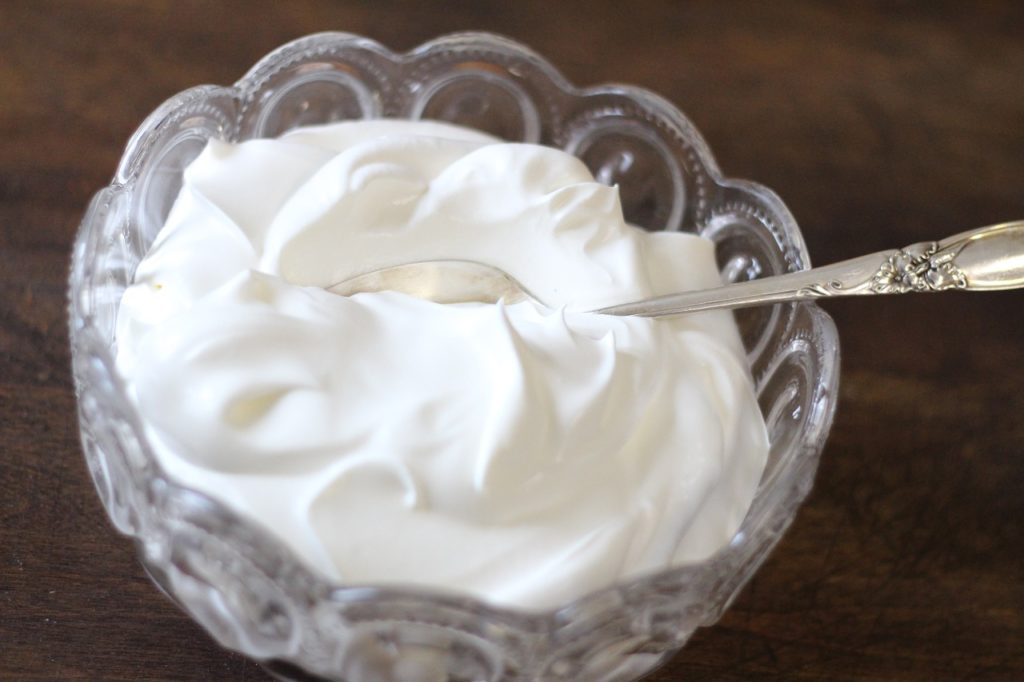 whipped cream in a glass